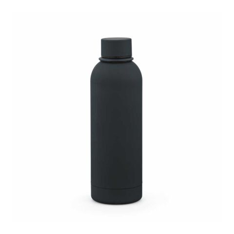 Hudson Trinkflasche 540ml aus recy. Edelstahl. Doppelwandig, gummierter Oberfläche Schwarz