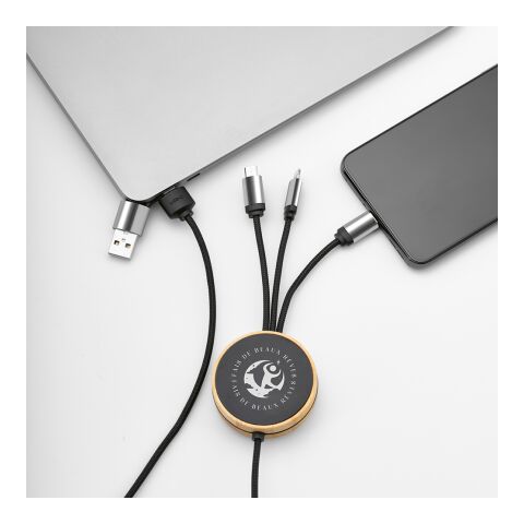 Feynman Ladekabel rPET 3 in 1 Schwarz | ohne Werbeanbringung