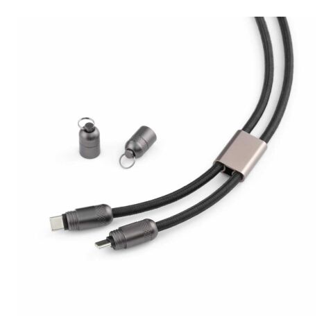 Marconi 2-in-1 Kabel &amp; Handykette, recy. PET, USB-C auf USB-C, 60 W Schwarz