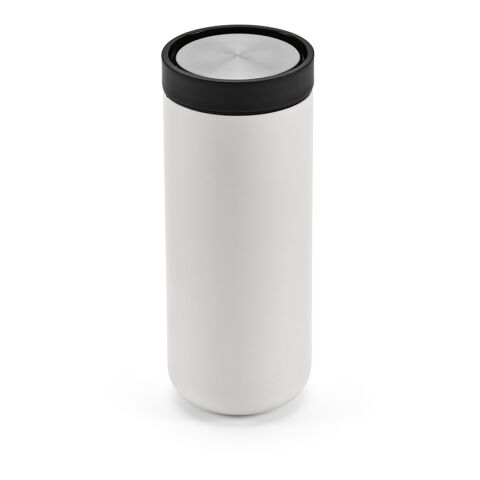 Senegal Reisebecher recy.Edelstahl, 400 ml. Mit 360°Push-Verschluss Weiß
