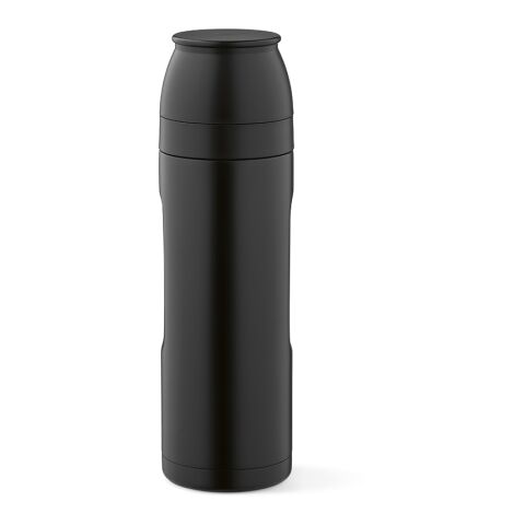 Loire Thermos aus recy.Edelstahl, 810 ml. Mit 2 Bechern und Karabiner Schwarz | ohne Werbeanbringung | Nicht verfügbar | Nicht verfügbar | Nicht verfügbar