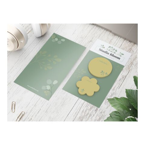 Haftnotiz-Karte Note-Card Form 2 Haftnotizblöcke formgestanzt Trägerkarte 110 × 200 mm | ohne Werbeanbringung | ohne Werbeanbringung | ohne Werbeanbringung | Kreis/Kugel – Blume/Wolke