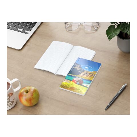Notizbuch Copy-Book Umfang klein Karton-Softcover individuell bedruckt glänzend | 94 × 152 mm / Winkelkaro