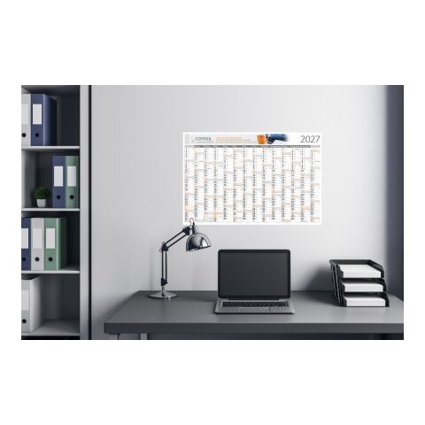 Wandplaner Horizont Dez. Vorjahr – Anfang Folgejahr Weiß | 750 × 500 mm | ohne Werbeanbringung | Individuell (CMYK)