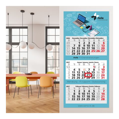 3-Monatskalender Mehrblock Maxi Light 3 mehrsprachig Hellgrau | 330 × 700 mm | ohne Werbeanbringung | Nicht verfügbar | Nicht verfügbar | Nicht verfügbar | Deutschland (D/GB/F/E)