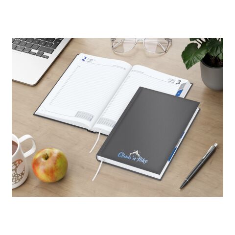 Tageskalender Manager Monatsregister Mo.–So. je 1 Seite Kunstleder-Hardcover Anthrazit | DIN A5 | ohne Werbeanbringung | Siebdruck-Digital inkl.