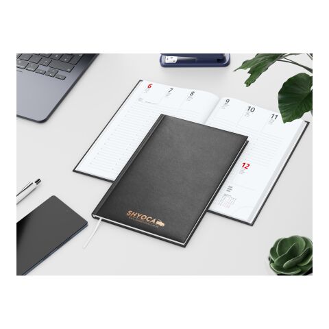 Wochenkalender Prestige A5 Kunstleder-Hardcover robust Schwarz | DIN A5 | ohne Werbeanbringung | Kupferprägung inkl.
