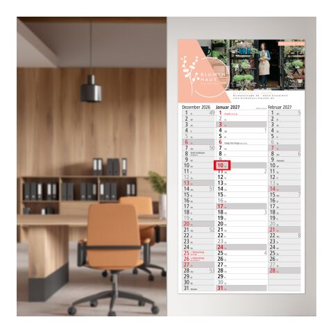 3-Monatskalender Einblatt Spectrum 3 Streifenkalender 3 Monate Hellgrau | 300 × 600 mm | ohne Werbeanbringung