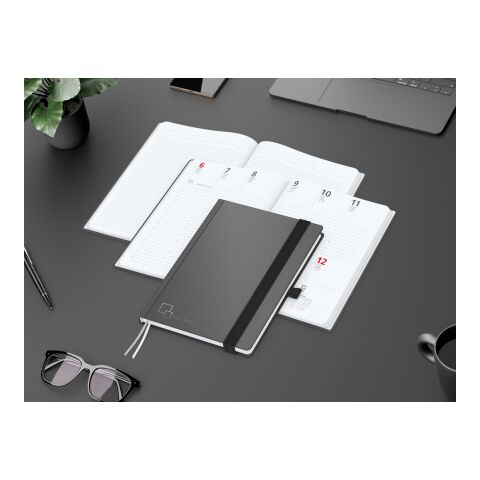 Wochenkalender vorne + Notizen hinten Vision-Hybrid Kunstleder-Hardcover A5 Anthrazit | DIN A5 | Silberprägung | Silberprägung inkl.