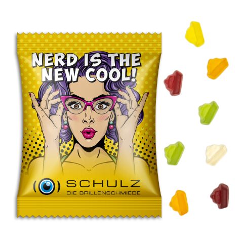 Mini Tetraeder Fruchtgummi weiß | ohne Werbeanbringung | Schiffchen