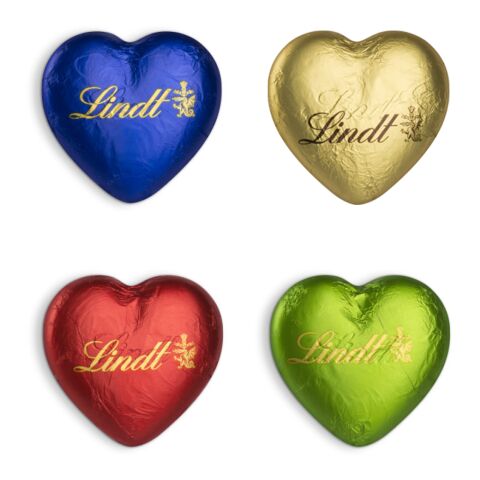 Werbekarte mit Lindt Schokoladen Herz 20 g grün | ohne Werbeanbringung