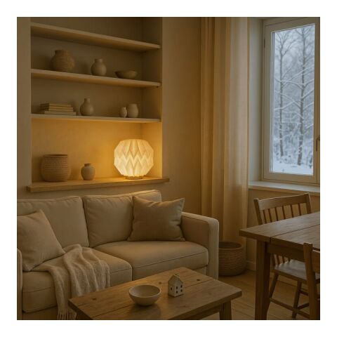 Coollux faltbare, von Origami inspirierte Papier-LED-Lampe Luna 25cm Natur | ohne Werbeanbringung | Nicht verfügbar | Nicht verfügbar