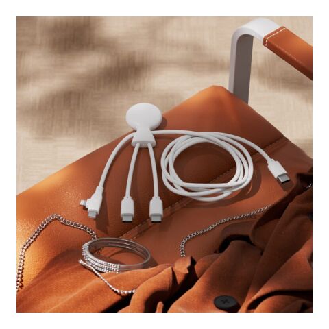 Xoopar Mr. Bio Long Multi-Kabel USB-C 1 Meter Weiss | 1-farbiger Tampondruck | Seite 1 | Ø 23 mm