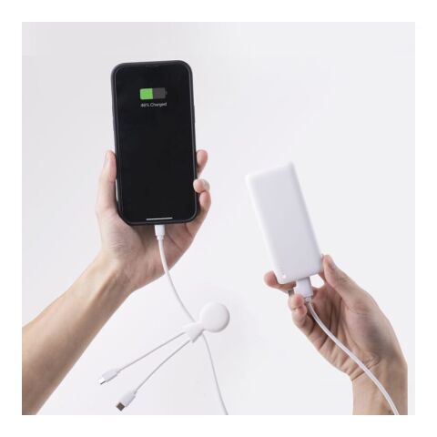 3199 | Xoopar Mr. Bio Powerbank and cable pack 7.000mAh Weiss | Digitaldruck | Vorderseite Kabel | 42 mm x 25 mm | Nicht verfügbar