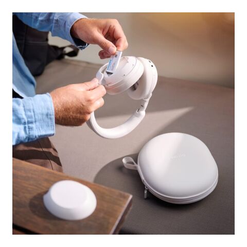 Philips TAH8000E Over-Ear-Kopfhörer mit ANC Weiss | Digital Transferdruck | Tasche | 55 mm x 50 mm