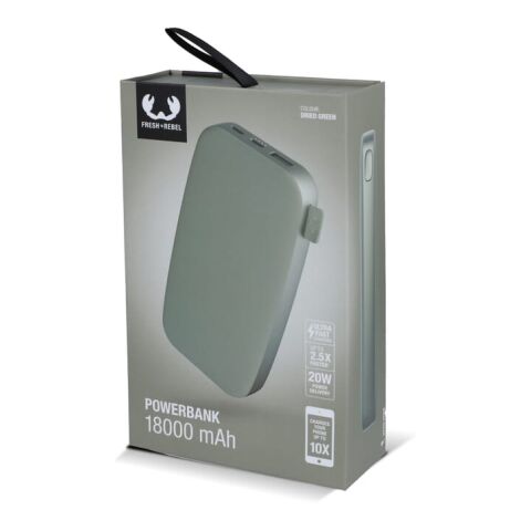 2PB18100 | Fresh 'n Rebel Powerbank 18000mAh USB-C Fast Charging 20W Dried Green
