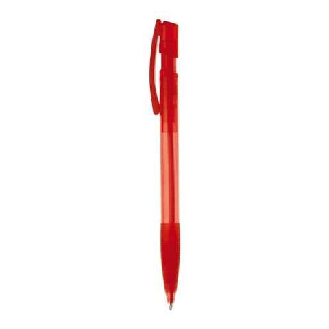 Kugelschreiber Nash Transparent mit Gummigriff Rot Weiß-Rot Weiß