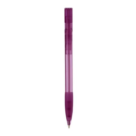 Kugelschreiber Nash Transparent mit Gummigriff Transparent Violett-Transparent Violett | 1-farbiger Tampondruck | Clip | 30 mm x 5 mm | Nicht verfügbar