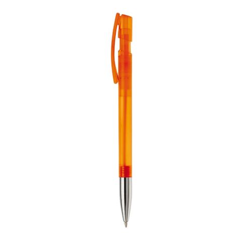 Kugelschreiber Nash Transparent mit Metallspitze Orange-Orange | 1-farbiger Siebdruck | 90° vom Clip | 42 mm x 25 mm | Nicht verfügbar