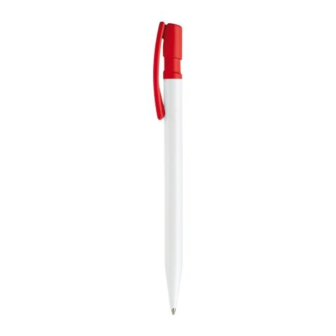 Kugelschreiber Nash Hardcolour Weiss-Rot Weiß | 1-farbiger Siebdruck | 90° vom Clip | 45 mm x 25 mm | Nicht verfügbar
