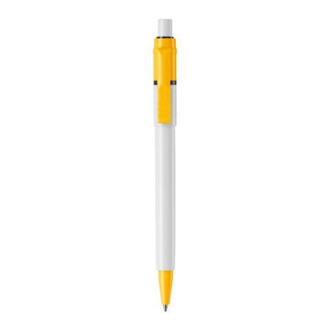 Kugelschreiber Baron Colour Hardcolour Weiss-Gelb | 1-farbiger Siebdruck | 270° vom Clip | 45 mm x 25 mm | Nicht verfügbar