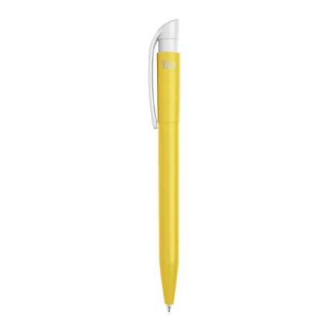 Kugelschreiber S45 Bio hardcolour Gelb-Weiss | 1-farbiger Siebdruck | in Verlängerung vom Clip | 45 mm x 25 mm | Nicht verfügbar