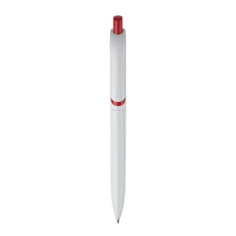 Kugelschreiber Modell Click Shadow - Hergestellt in Deutschland Weiss-Rot Weiß | 1-farbiger Tampondruck | Clip | 25 mm x 5 mm | Nicht verfügbar
