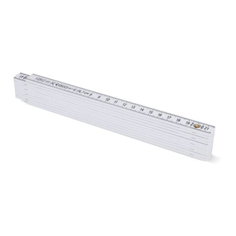 Kalibrierter faltbarer Zollstock 2m Weiss | 1-farbiger Tampondruck | Seite 1 | 65 mm x 18 mm