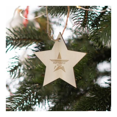 Sternförmiges Weihnachtsornament aus Holz Natur | ohne Werbeanbringung | Nicht verfügbar | Nicht verfügbar