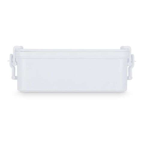 Doppelte Lunchbox mit Besteck Weiss
