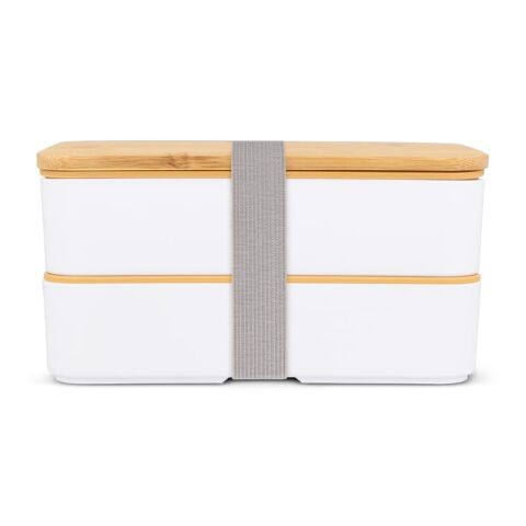 Lunchbox Bento R-PP &amp; Bambus Weiss | ohne Werbeanbringung | Nicht verfügbar | Nicht verfügbar | Nicht verfügbar