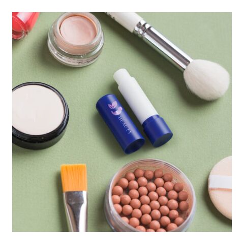 Klassischer Lippenpflegestift aus recycelten Materialien Blau Weiss | ohne Werbeanbringung | Nicht verfügbar | Nicht verfügbar