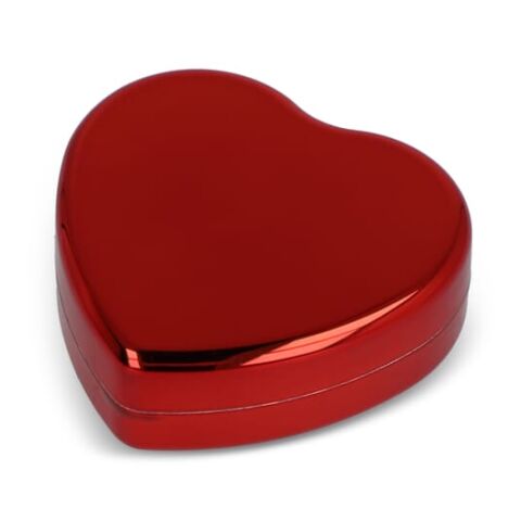Lippenbalsam  in Flacher metallischer Herzformdose Rot / Weiß | ohne Werbeanbringung | Nicht verfügbar | Nicht verfügbar