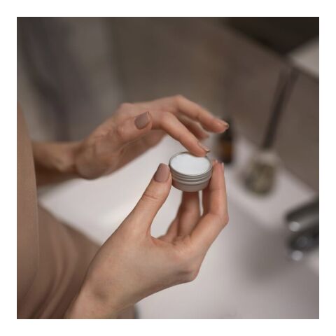 Runde Lippenbalsam-Dose aus recyceltem Aluminium Silber | ohne Werbeanbringung | Nicht verfügbar | Nicht verfügbar