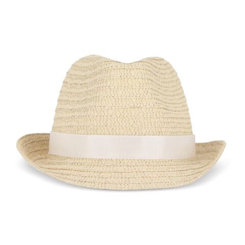 Pflanzlicher Strohhut mit farbigem Band Weiss | ohne Werbeanbringung | Nicht verfügbar | Nicht verfügbar