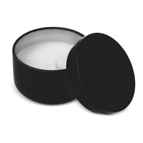 Asana unparfümierte Kerze auf Pflanzenbasis in recycelter Dose Schwarz | ohne Werbeanbringung | Nicht verfügbar | Nicht verfügbar