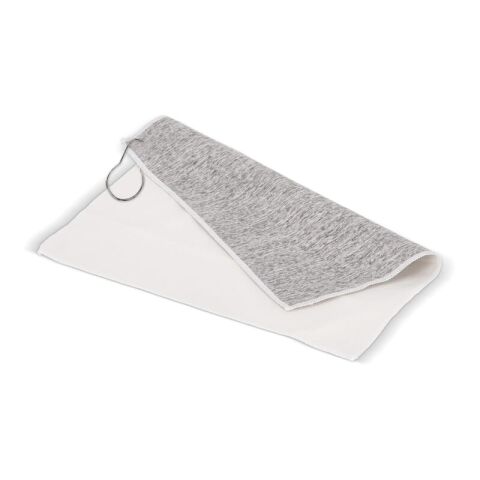 Schnelltrocknendes Golfhandtuch mit Haken R-PET 30x30cm Sublimation Weiss-Grau