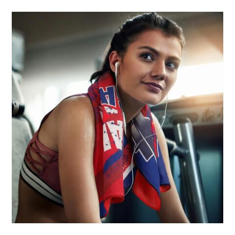 R-PET-Schnelltrocknungshandtuch 40 × 80 cm mit Beutel, Sublimationsdruck. Rot Weiß | ohne Werbeanbringung | Nicht verfügbar | Nicht verfügbar