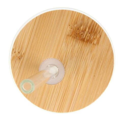 Glas mit Bambusdeckel &amp; Strohhalm 450ml Transparent | ohne Werbeanbringung | Nicht verfügbar | Nicht verfügbar | Nicht verfügbar