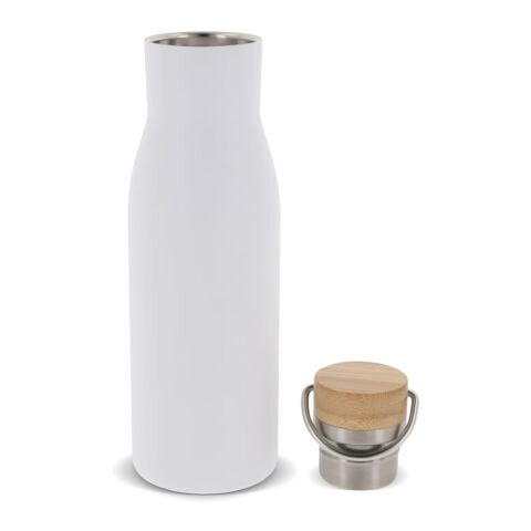 Isolier-Flasche mit Bambusdeckel, 500ml Weiss | ohne Werbeanbringung | Nicht verfügbar | Nicht verfügbar | Nicht verfügbar