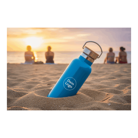 Doppelwandige Trinkflasche mit Bambus Deckel marineblau | ohne Werbeanbringung | Nicht verfügbar | Nicht verfügbar | Nicht verfügbar