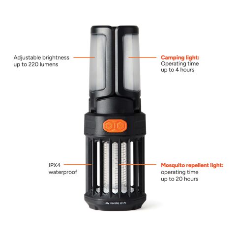 Nordic Drift Titan tragbare Campinglampe mit Mückenschutz schwarz | ohne Werbeanbringung | Nicht verfügbar | Nicht verfügbar
