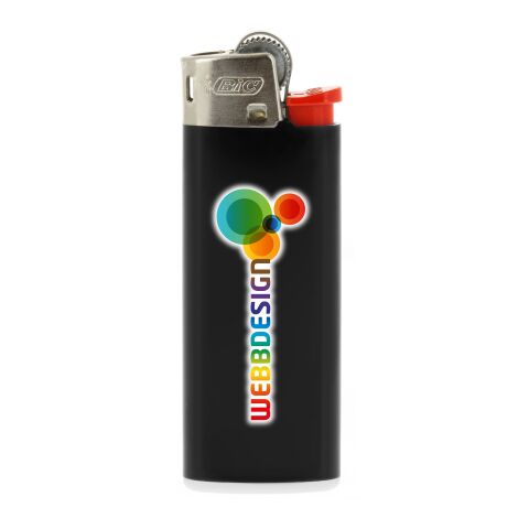 BIC® J25 Standard Feuerzeug Schwarz-Weiß-Rot-hellgrau | 1-farbiger Siebdruck | Körper-Rückseite (Drücker auf der linken Seite) | 16.00 mm x 40.00 mm