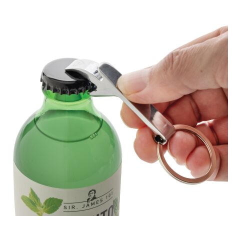 Flaschenöffner &amp; Schlüsselband aus RCS rec. Zinklegierung silber | ohne Werbeanbringung | Nicht verfügbar | Nicht verfügbar