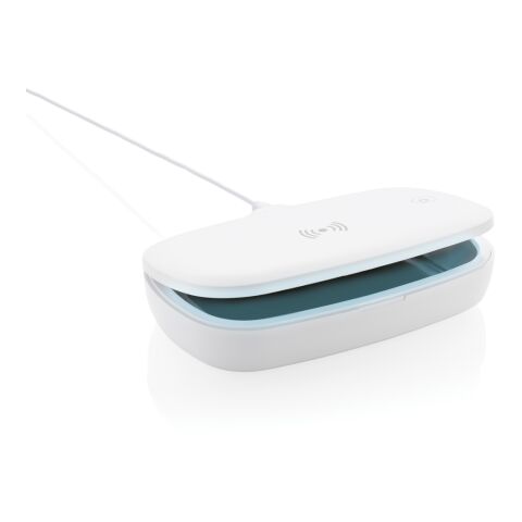 UV-C Sterilisations-Box mit 5W Wireless Charger weiß | ohne Werbeanbringung | Nicht verfügbar | Nicht verfügbar