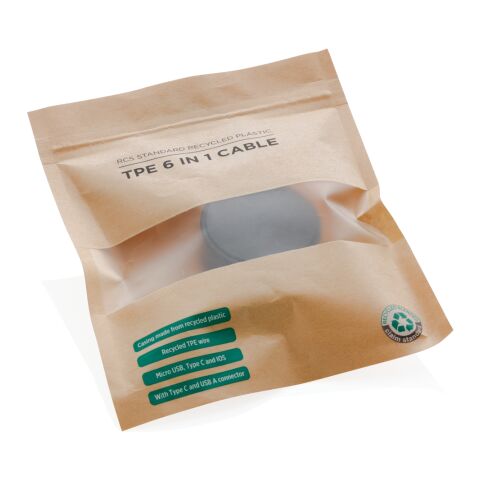 6-in-1 Kabel aus TPE und RCS Standard recyceltem Kunststoff schwarz | ohne Werbeanbringung | Nicht verfügbar | Nicht verfügbar