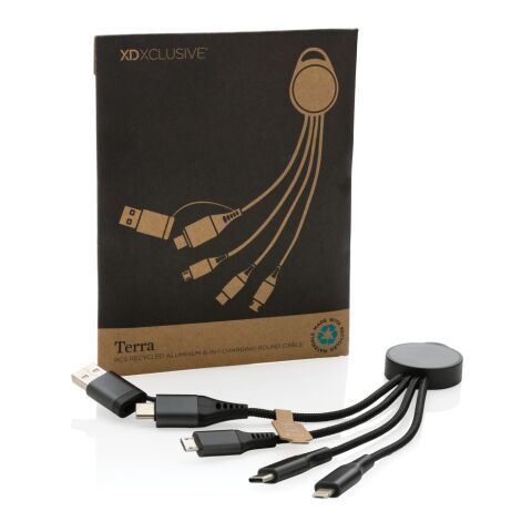 Terra 6-in-1-Ladekabel aus RCS recyceltem Aluminium grau | ohne Werbeanbringung | Nicht verfügbar | Nicht verfügbar