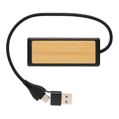 Link Dual Input USB Hub aus RCS rec. Kunststoff und Bambus schwarz | ohne Werbeanbringung | Nicht verfügbar | Nicht verfügbar
