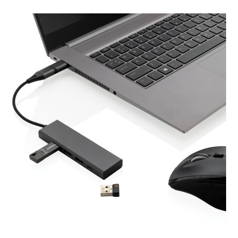Terra Hub aus RCS recyceltem Aluminium mit 3 USB-Anschlüssen grau | ohne Werbeanbringung | Nicht verfügbar | Nicht verfügbar