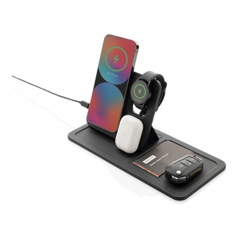 Swiss Peak 3-in-1- Wireless-Charging Desk-Tray aus RCS rPU schwarz | ohne Werbeanbringung | Nicht verfügbar | Nicht verfügbar